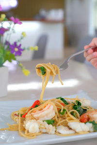 Close-up of food served in plate