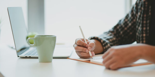 Man working on table