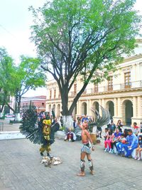 People in town square