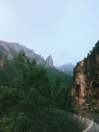 Scenic view of mountains against clear sky