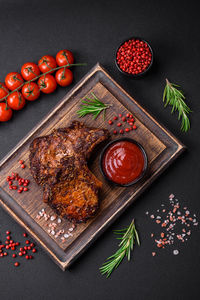 High angle view of food on table