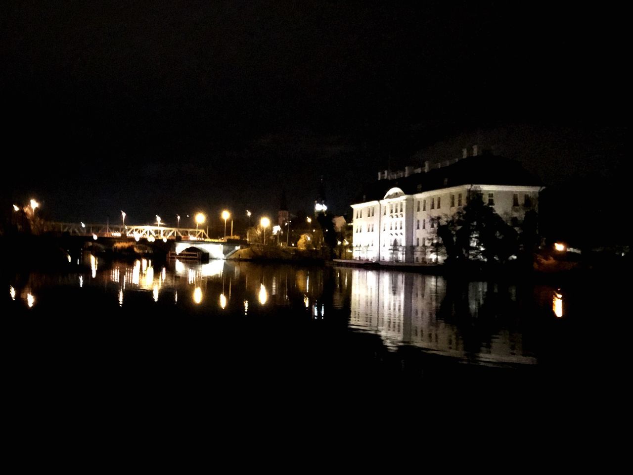 night, illuminated, architecture, built structure, building exterior, city, outdoors, no people, water, sky