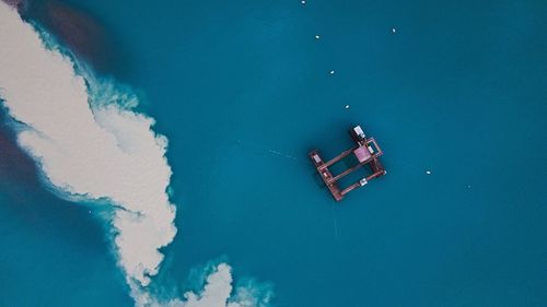 High angle view of ship in sea
