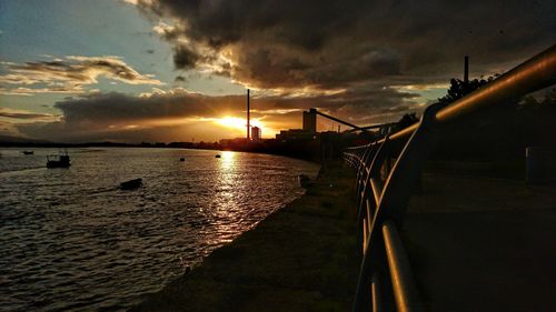 Scenic view of sea against sky at sunset