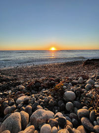 Scenic view of sea during sunset