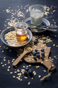 Honey in jar on table