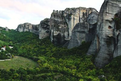 Low angle view of rock formations