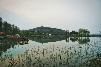 Scenic view of calm lake