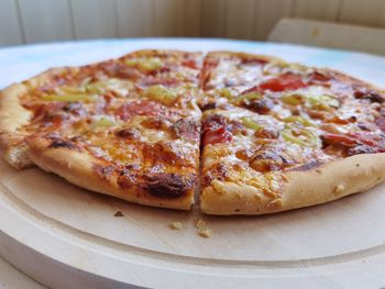 Close-up of pizza on plate