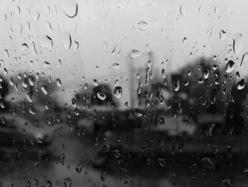 Full frame shot of wet glass window