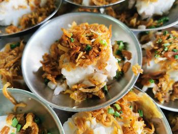 High angle view of food served in plate