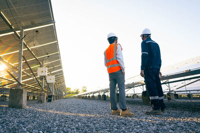 Rear view of men working