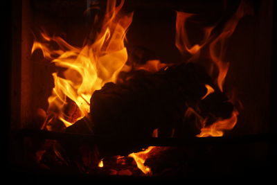 Close-up of bonfire at day