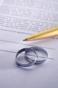 High angle view of eyeglasses on table