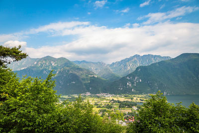 Natural landscape with green mountain peaks in summer