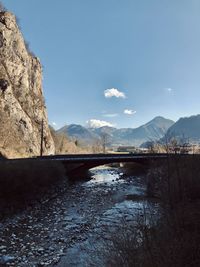 Bridge over river against sky