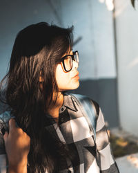 Portrait of woman looking away