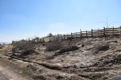 Scenic view of land against clear sky