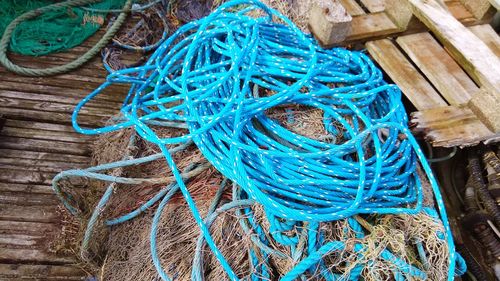 Close-up of roped on commercial fishing net