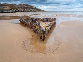 The remains of the forepart of the american liberty ship ss john randolf , sunk in july 1942, 