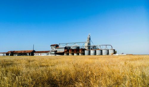 View of old industry against clear sky