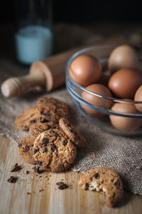 Close-up of cookies on table