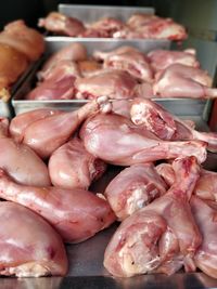 Close-up of chicken meat in market