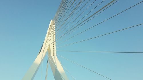 Low angle view of cables against clear blue sky