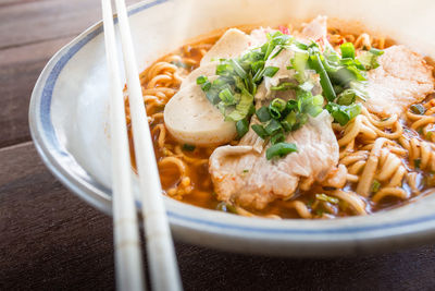 Close-up of meal served in plate