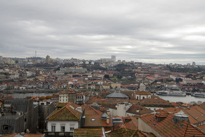 High angle view of townscape against sky