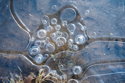 High angle view of bubbles in sea