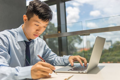 Man working on table