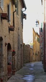 Narrow alley along buildings