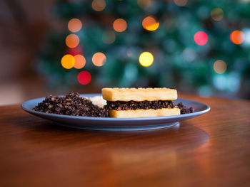 Close-up of cake on table