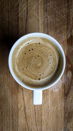 High angle view of coffee on table