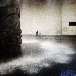 Sea waves splashing in tunnel