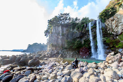 Scenic view of waterfall