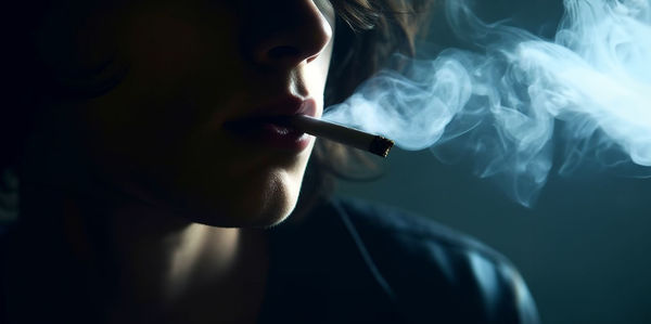 Close-up of woman smoking cigarette