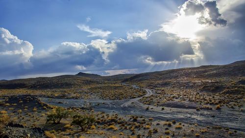 Scenic view of landscape against cloudy sky