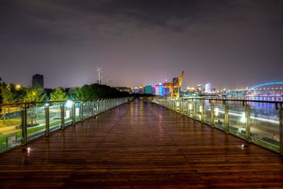 View of illuminated city at night