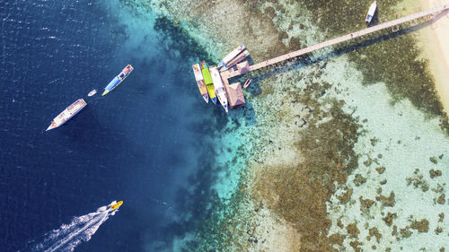 High angle view of jetty at sea