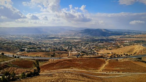 High angle view of landscape against sky