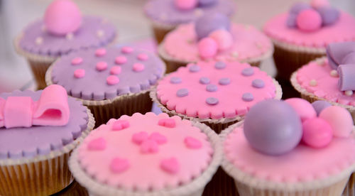 Close-up of cupcakes on table