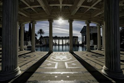 View of colonnade in building