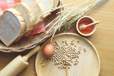 High angle view of food on table