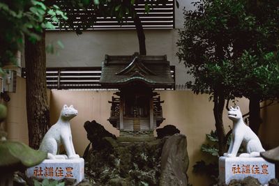 Statue against temple