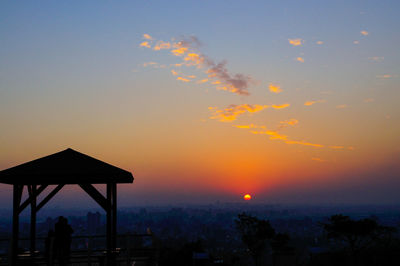 High angle view of sunset over cityscape