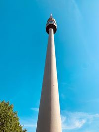 Low angle view of lighthouse against clear sky