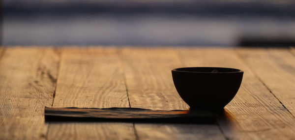 Close-up of empty tea on table