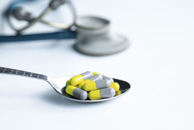 High angle view of candies on table